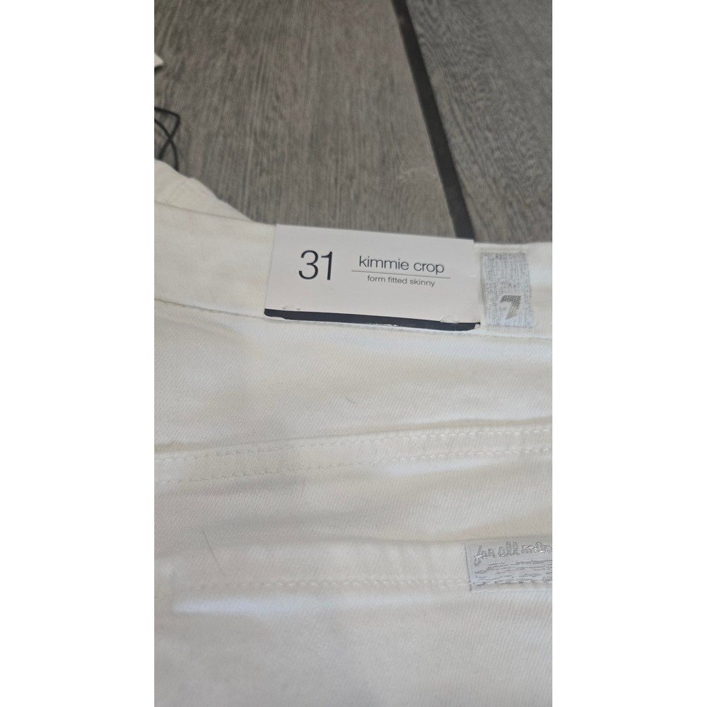 7 For All Mankind Kimmie‎ Crop White Jeans Form Fitted Skinny Size 31 - Picture 4 of 6